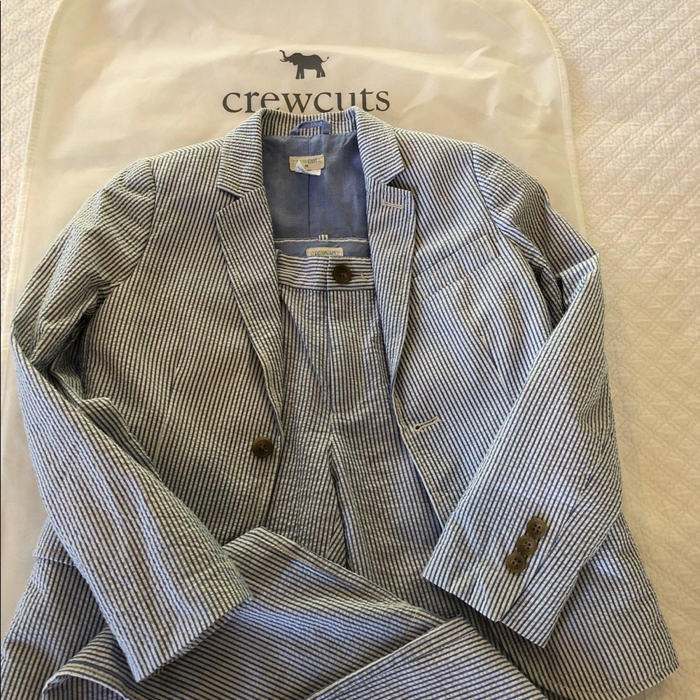 Crewcuts blue & white seersucker jacket and pants